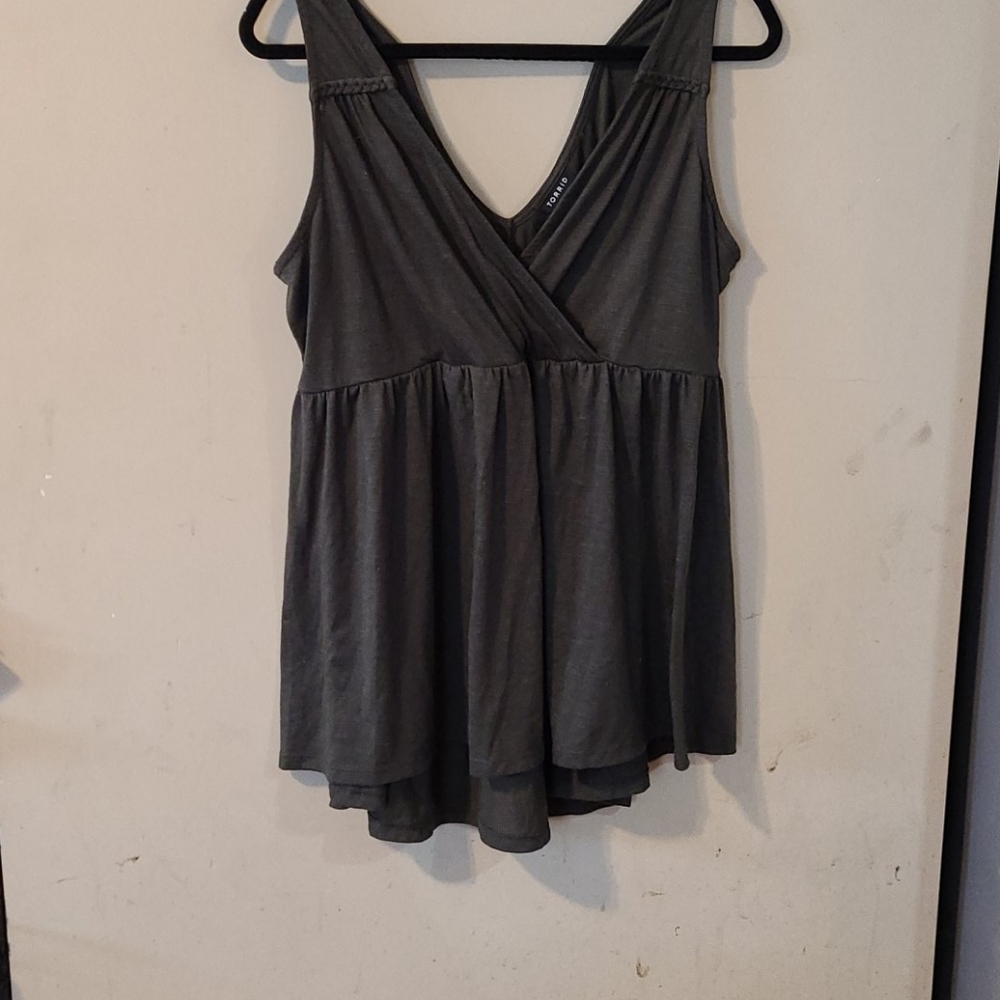 torrid Dark Gray Sleeveless Wrap Front Tank Top
